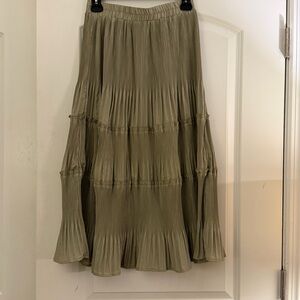 Olive Green Pleated Skirt